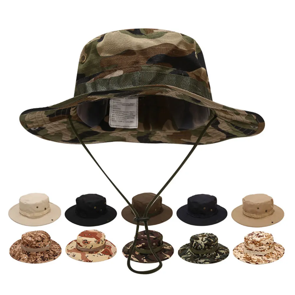 Vintage Camouflage Boonie Women Men Hat Tactical US  Bucket Hats Multicam Panama Summer Cap Hunting Hiking Outdoor Camo Sun Caps