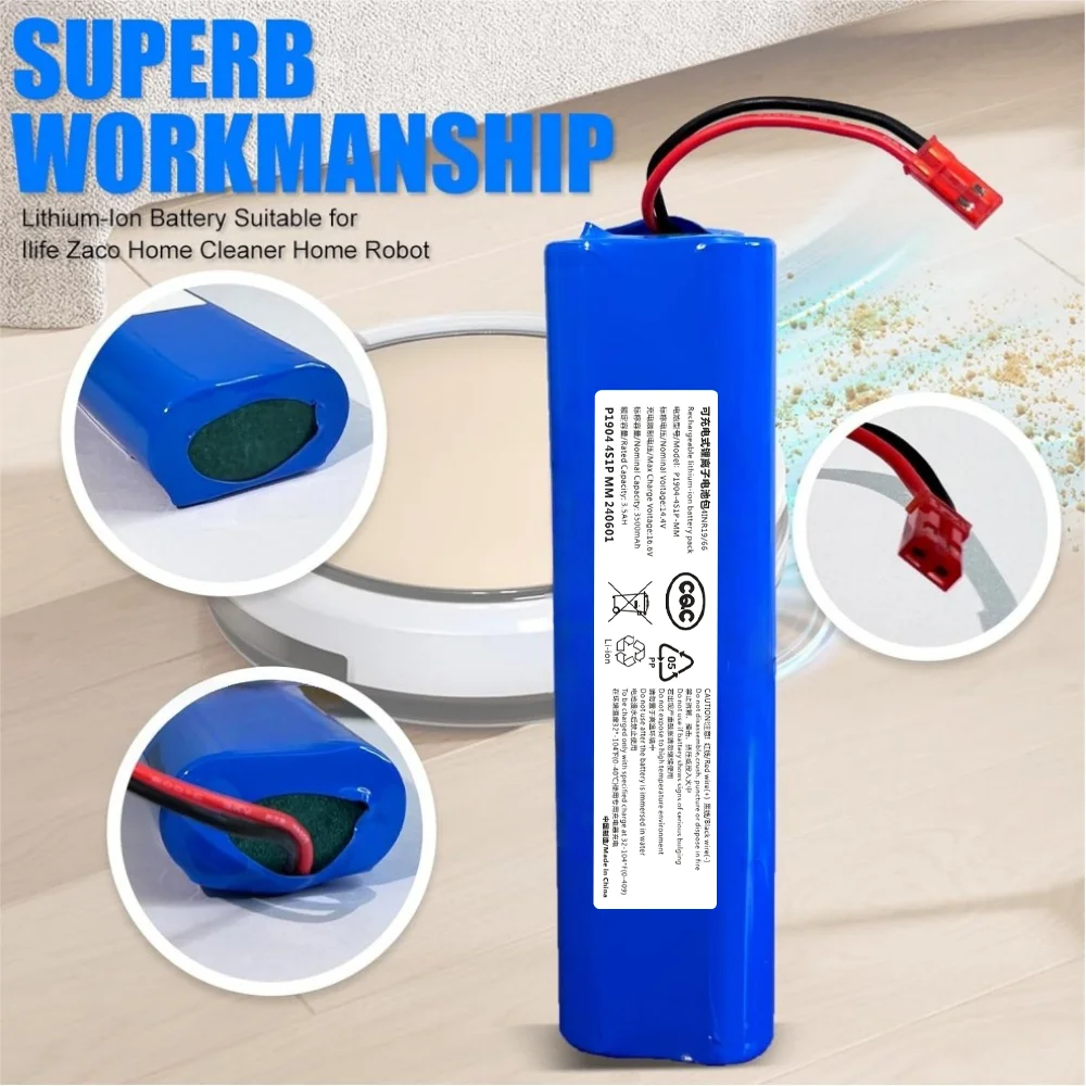 Li-Ion Replacement Battery 14.4V 3500mAh for ILIFE V3s Pro/V50/V5s Pro/V8s Medion MD 18500/18600 Robot Vacuum Cleaner.