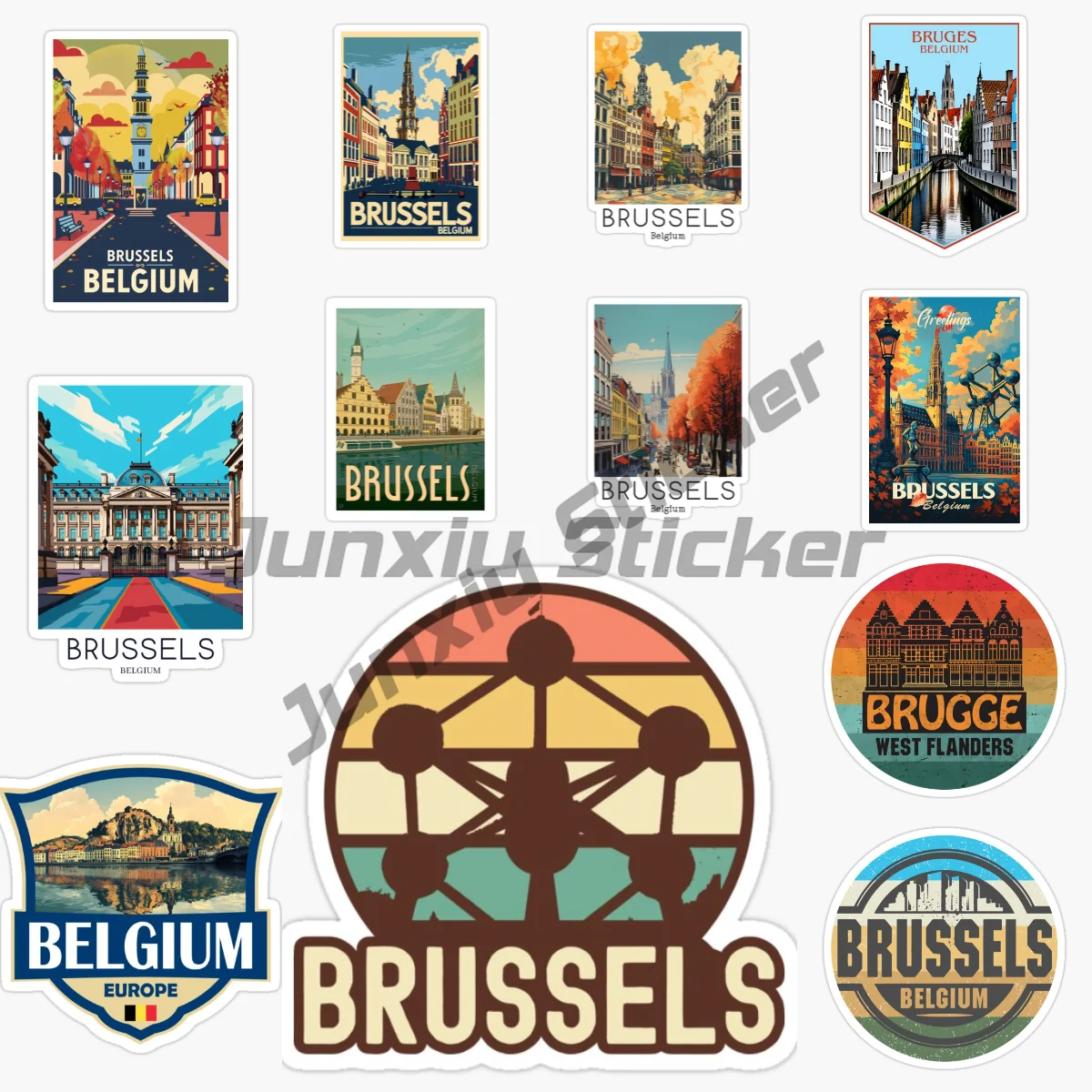 

BRUSSELS BELGIUM European Travelers Souvenir Label Car Sticker Vinyl Waterproof Graffiti Sticker for RV VAN Occlusion Decal