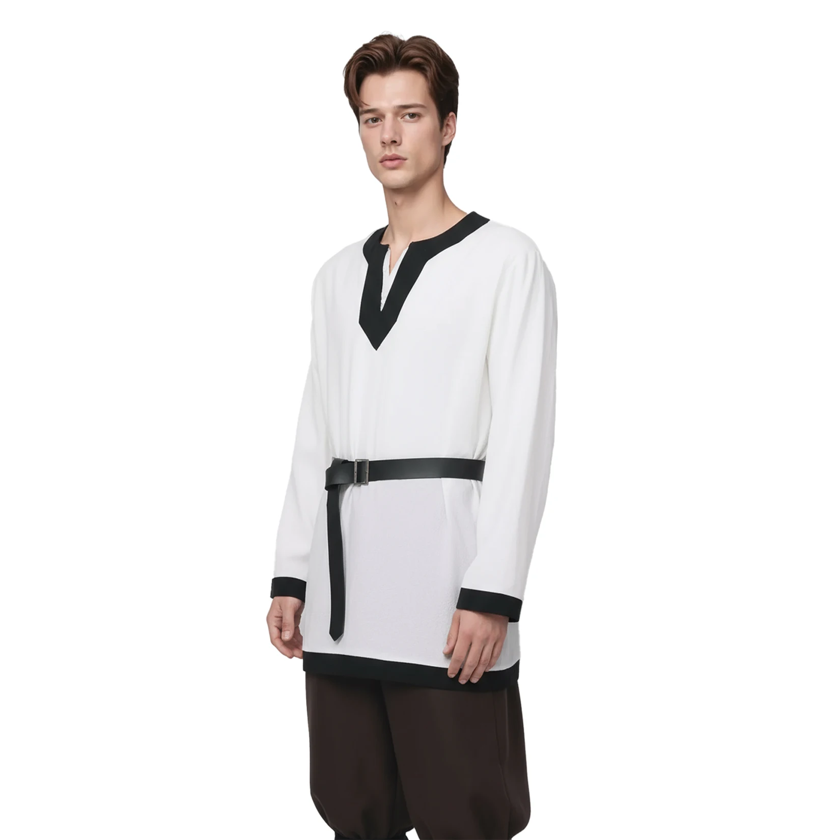 

Мужская рубашка-туника средневекового рыцаря, рубашки с длинными рукавами воина викингов, пиратский карнавальный костюм, топы на Хэллоуин