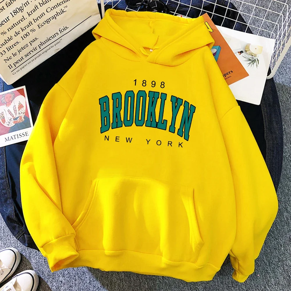 1898 Brooklyn New York Printed Women Hoodies Fashion Fleece Hoody Creativity Pullover Clothing Street Loose Sweatshirts Women\'S