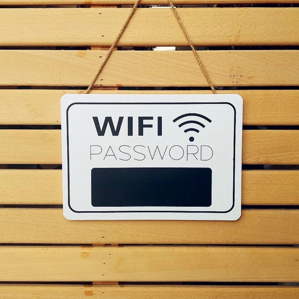 Hölzernes WLAN-Wandschild Rechteckig Wiederverwendbare Kreidetafel Retro WLAN-Tafel Grau 7,87*5,51 Zoll Kreidetafel WLAN-Schild Café-Dekoration