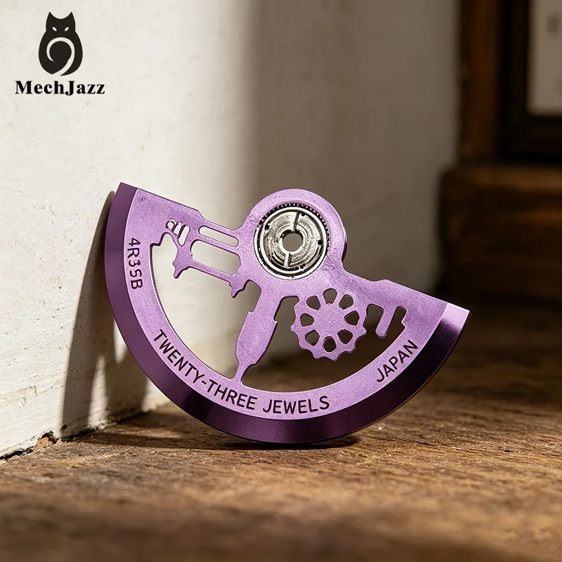 Two-tone Skeleton Automatic Rotor for Seiko NH35/NH36 Movement, City Pattern Hollow Engraved Oscillating Weight, Watch Mod Parts view 4
