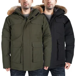 Doudoune à capuche pour homme, Parka chaude, de haute qualité, en forme d'oie blanc, vêtements épais, long, à la mode, hiver