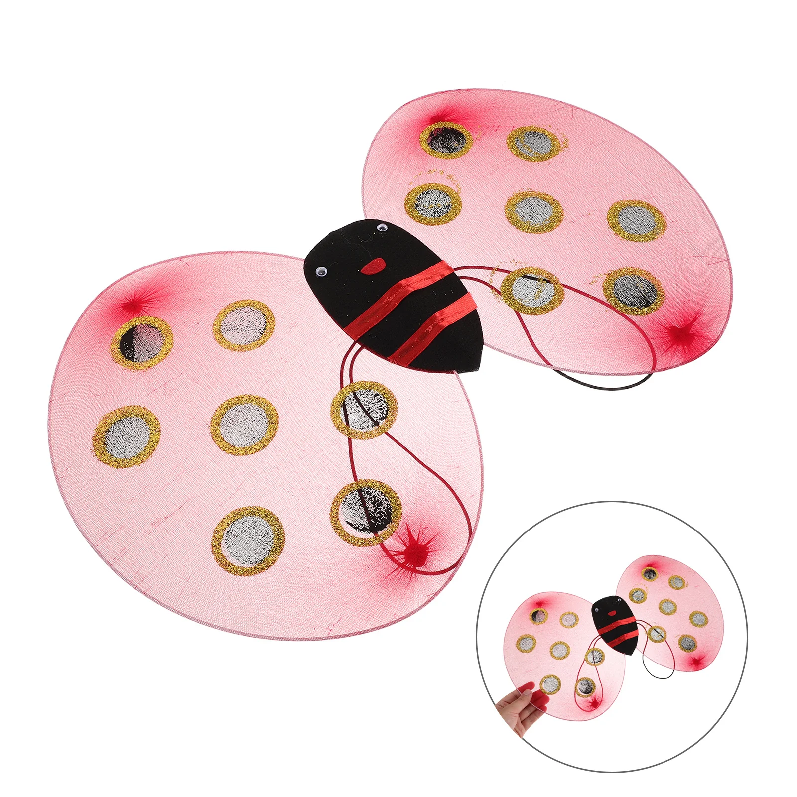 1 set di accessori per costumi pieghevoli con ali di coccinella, oggetti di scena cosplay leggeri per giochi di ruolo da fata di Halloween, vestire insetti