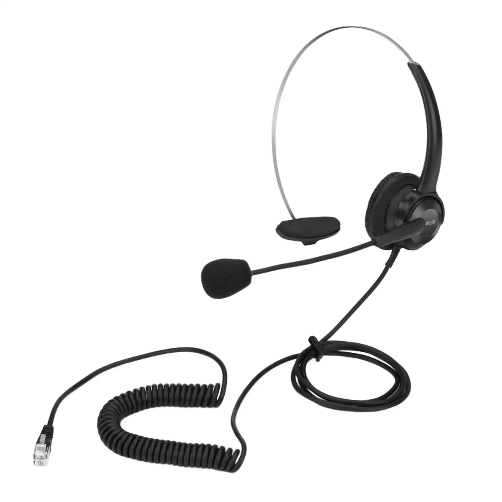 Corded Telephone Headset with Noise Cancelling Microphone for Call Center Office Deskphone Hands Free Crystal Cable 1.6M Black