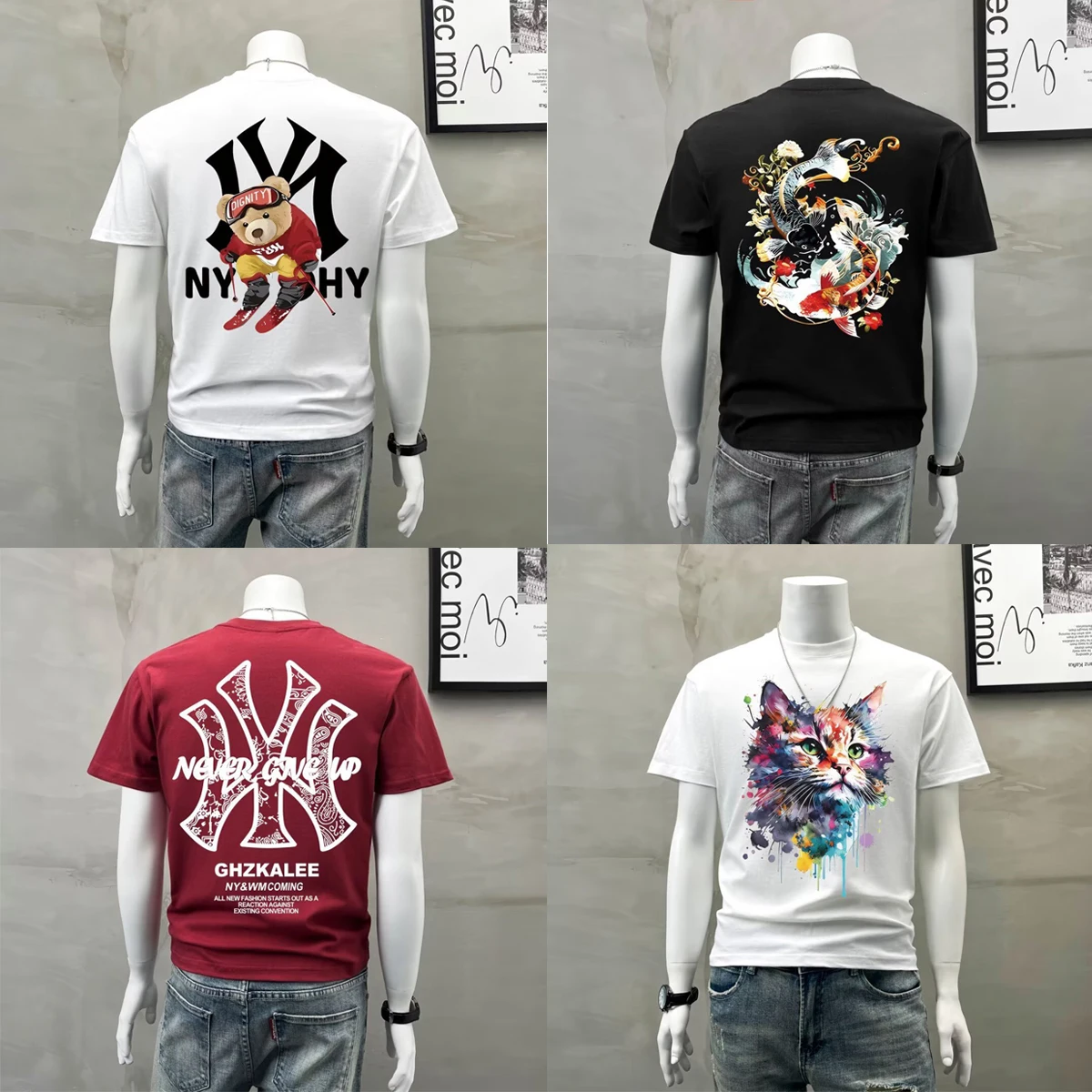 

Men's Shirt Short Sleeved Round Neck Fashionable Cartoon Print Pattern With Multiple Styles Choose From Spring Summer Tops