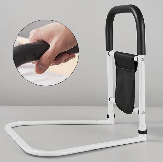 درابزين مساعد بجانب السرير مصنوع من الحديد الصلب بتصميم حديث لكبار السن للإمساك وحقيبة تخزين متضمنة للمستشفيات المنزلية #4