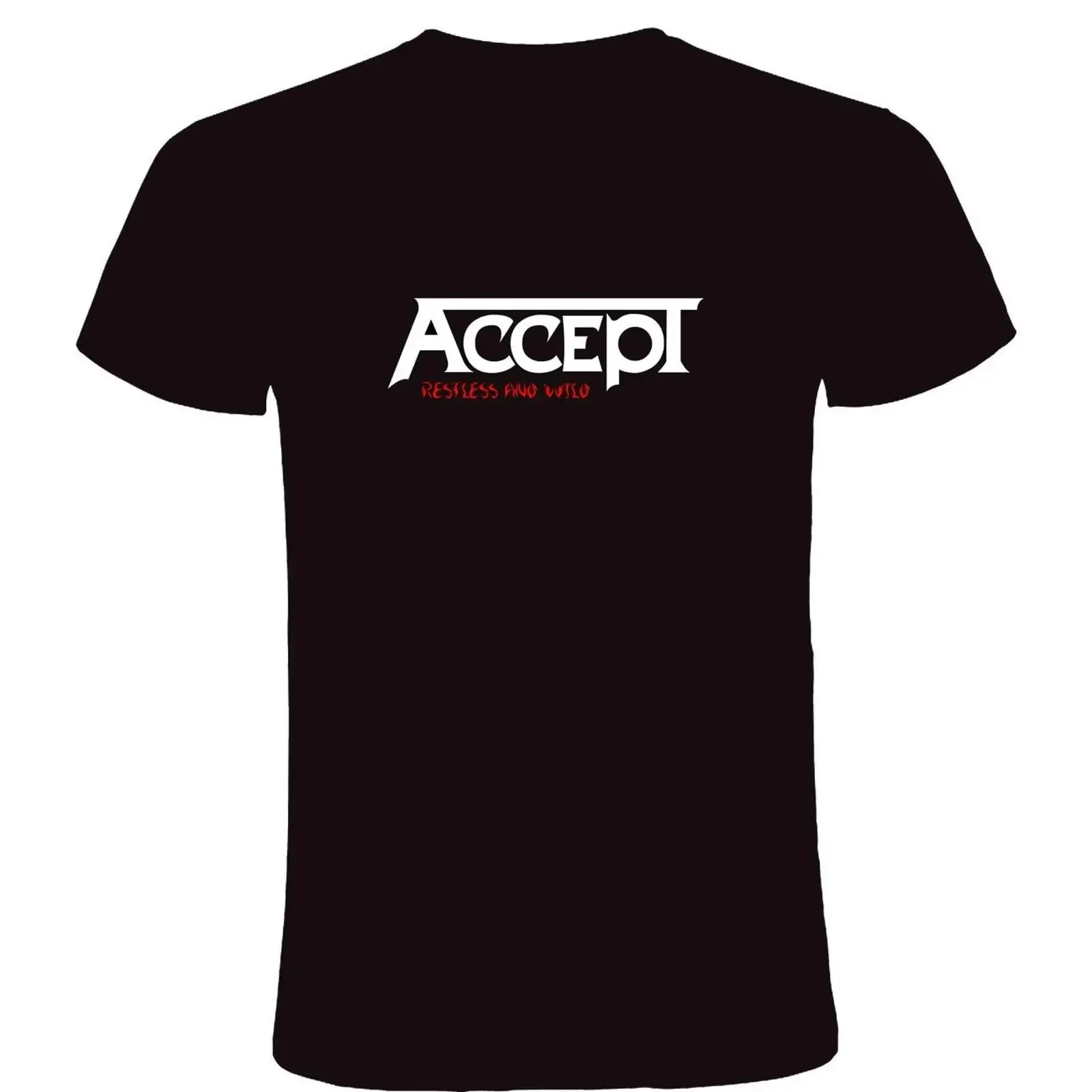 Camiseta Negra Accept Restless And Wild T Shirt vintage Washed designer clothes homme streetwear Stretched Slightly Stylish