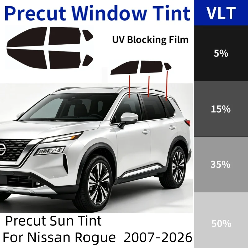 Pre‑Cut Nano‑Ceramic Window Tint For Nissan X‑Trail / Rogue SUV,4 Doors+Quarter Windows,UV IR Heat Blocking Privacy PET Film