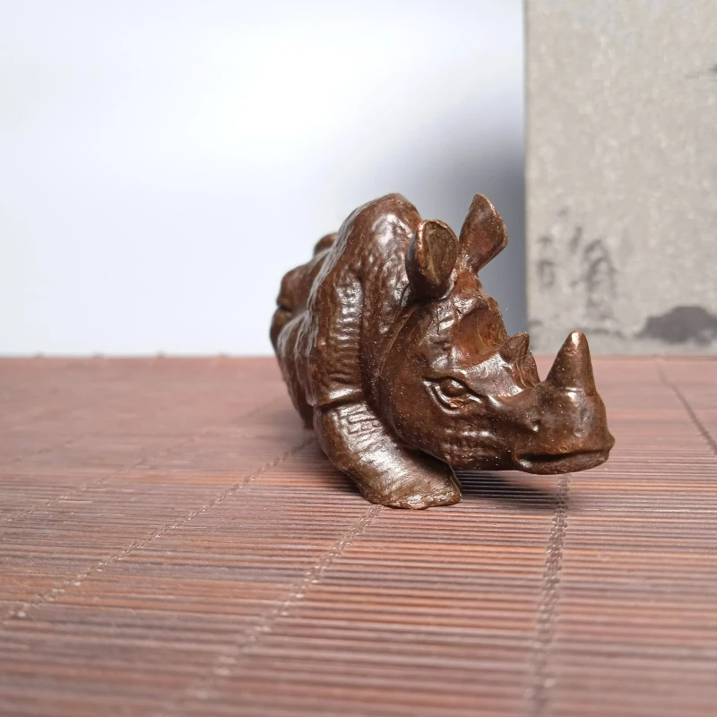 Antique Copper Rhinoceros Creative Office Home Tea Pet Tea Table Antique Copper Trinkets Ornaments