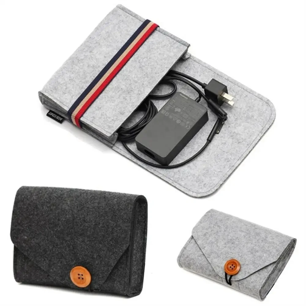 Power Adapter Case Storage Bag Felt Portable Electronic Accessories Storage Bag Portable USB Travel Cable Organizer Electronic