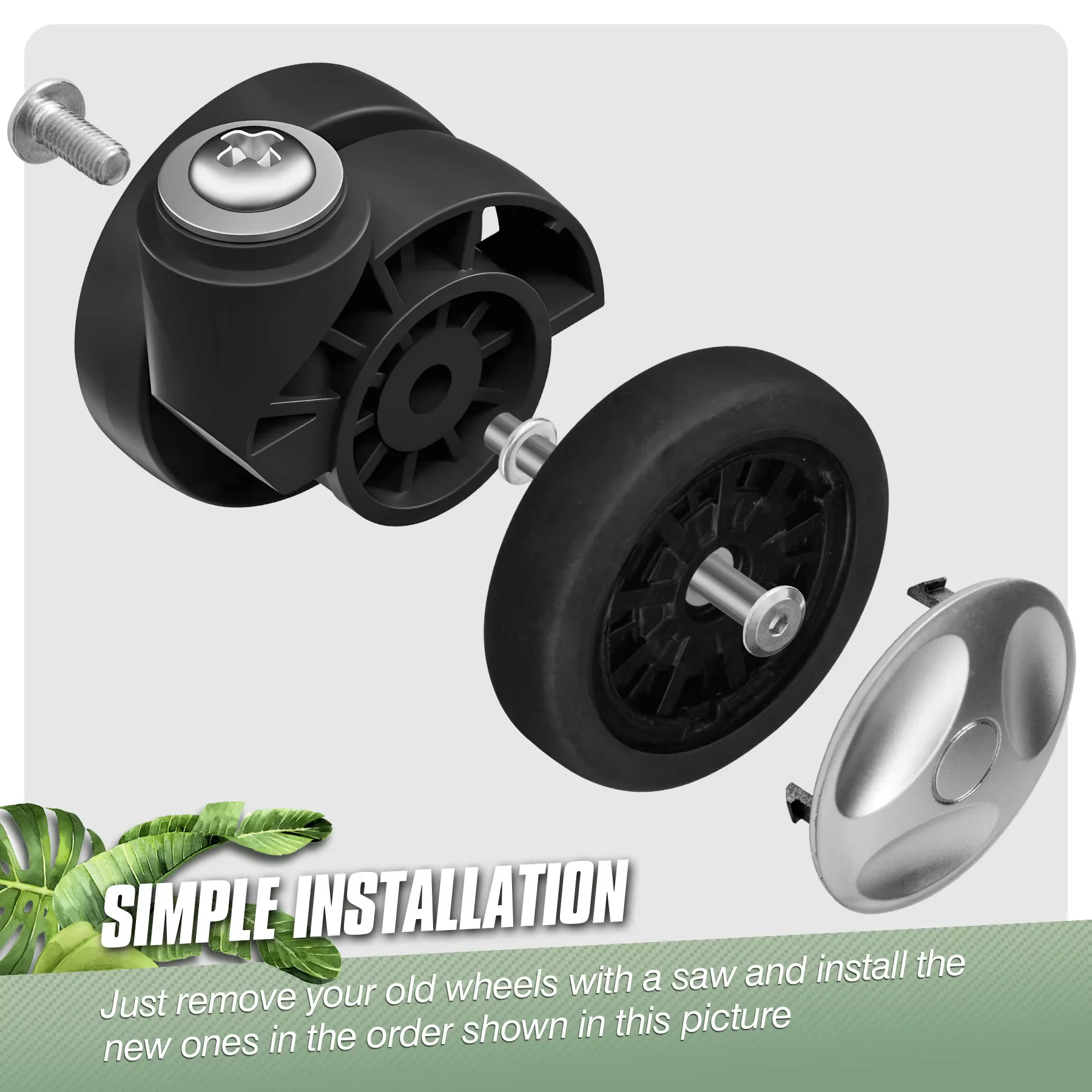 8 قطعة عجلة الأمتعة الشظية مع المسمار حقيبة سفر عجلات استبدال الأمتعة استبدال عجلة 55 مللي متر المحاور عجلة العجلات إصلاح