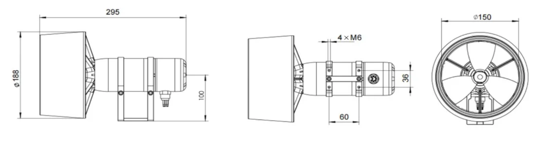 T150 Onderwater Waterdichte 250 ~ 350V Onderwater Thruster Boot Impo Onderwatermotor Voor Rov/Auv/Usv