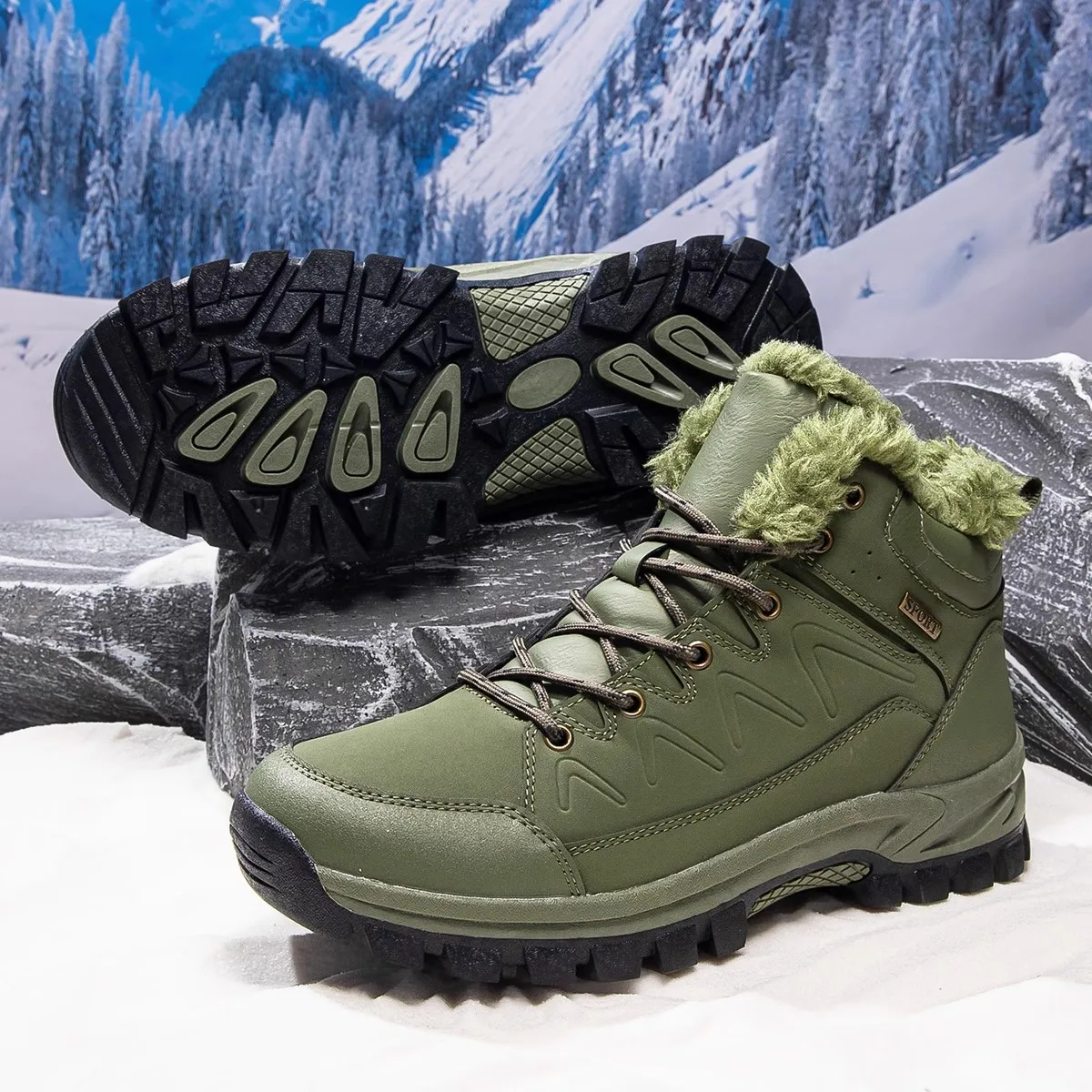 Classic brand winter warm men's hiking shoes, designer style, large size, top quality hiking and outdoor shoes.