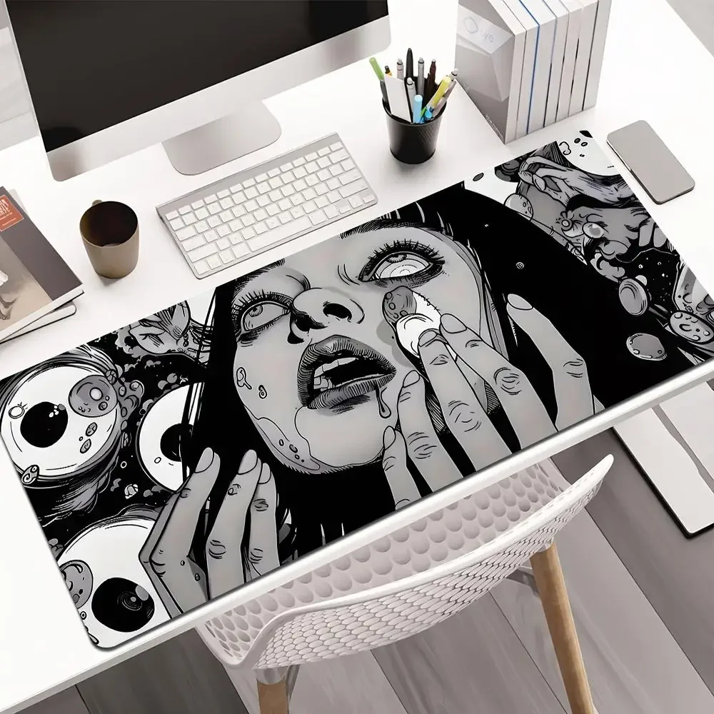 Horror anime girl Mouse Pad rubber anti-slip Desk Mat gamer pc accessories Gaming mat keypad mousepad suitable for work and game