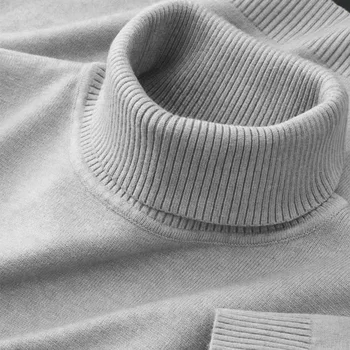 2026 New Mens Knitted Sweaters Solid Color Turtleneck Breathable Pullovers Warm Outdoor Basic Streetwear autumn Business Tops 4