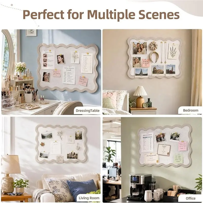 Scalloped Felt Bulletin Board- Decorative Wall Pin Board, For Vision Board& Photo Display Board Replacement