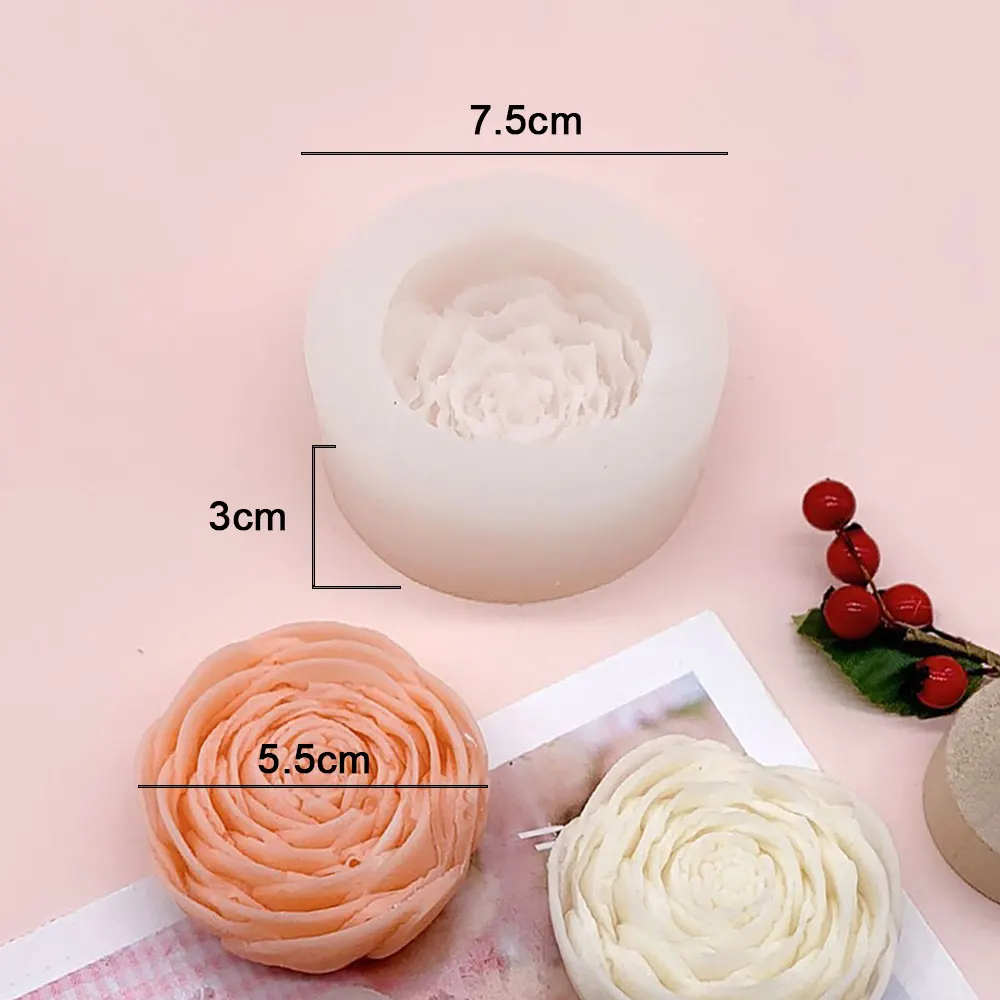 For Fun 3D Flat Circular Rose Candle Silicone Mold Wedding Party Scented Candles Making DIY Handmade Soap Plaster Resin Molds