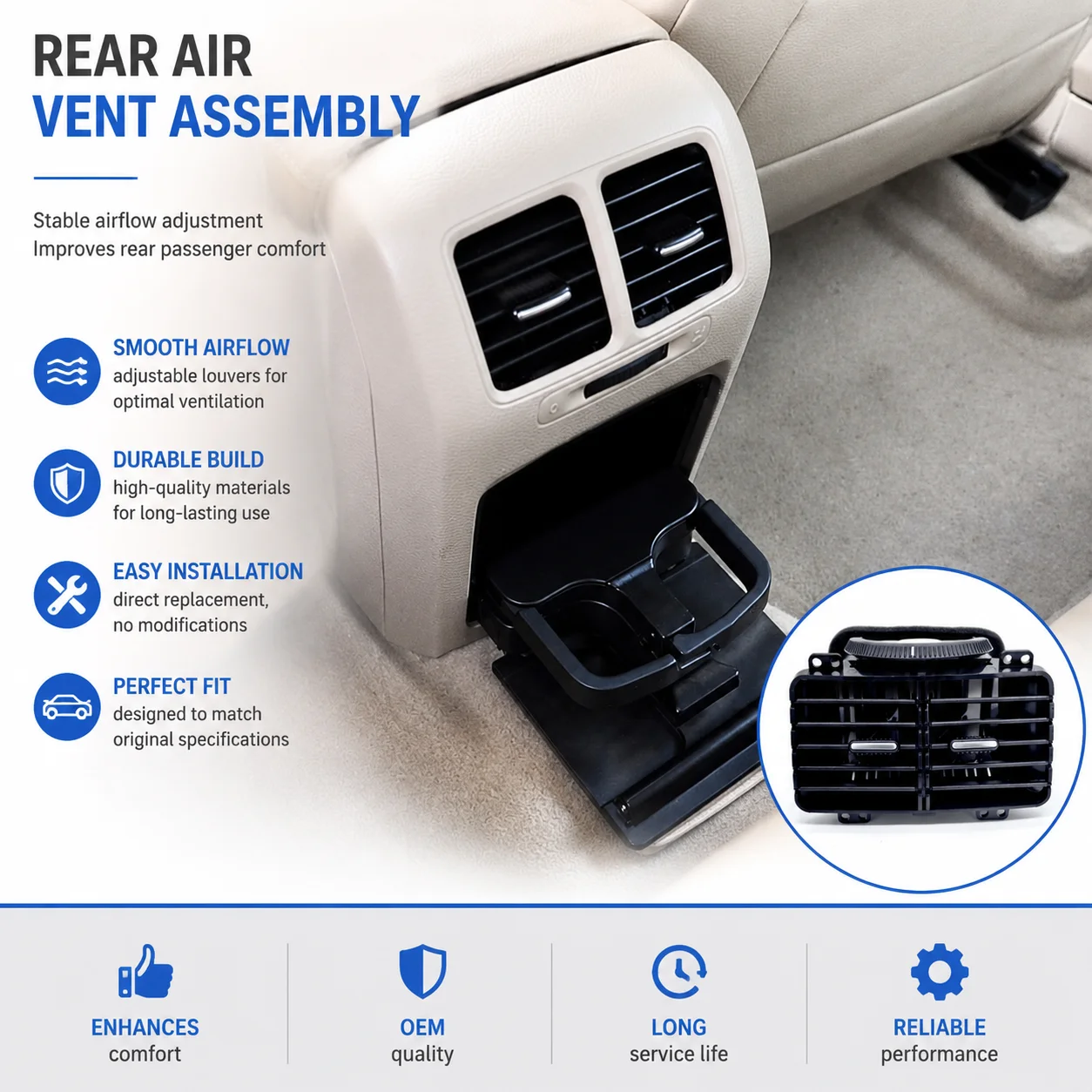 Rear AC Air Conditioning Outlet Vent OE 1K0819203 Car Rear Air Vent Grille Replacement For VW Touran Caddy
