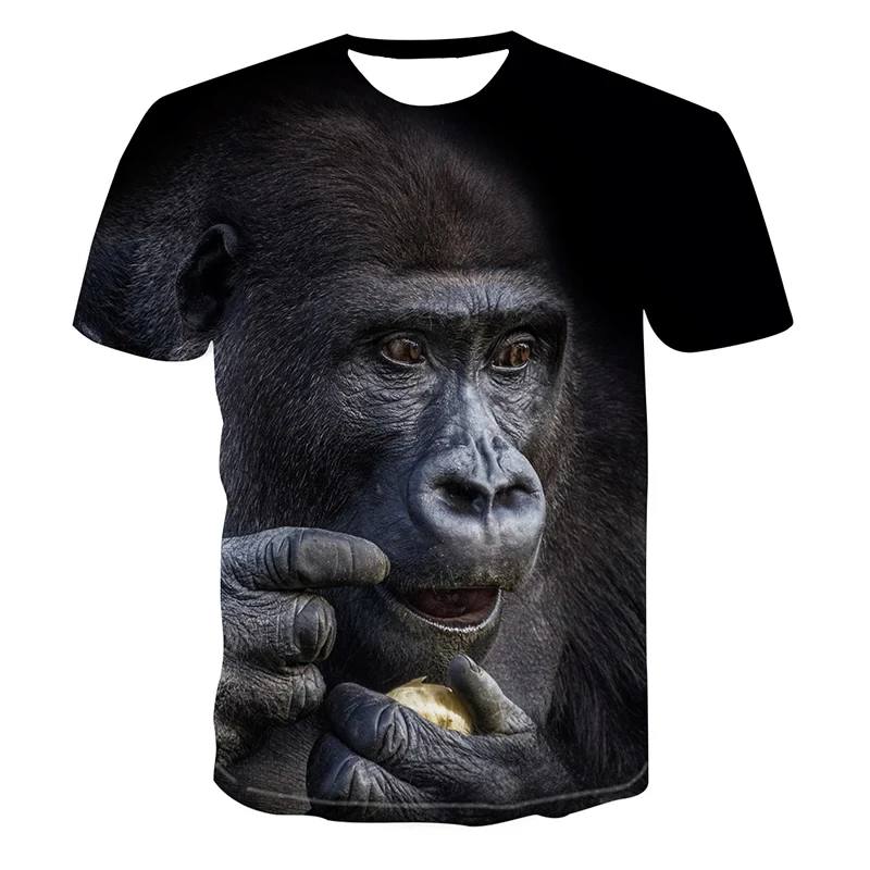 Summer Funny Gorilla Monkey T-Shirts Animal 3D Print Streetwear Men Women Oversized Short Sleeve T Shirt Kids Tees Tops Clothing