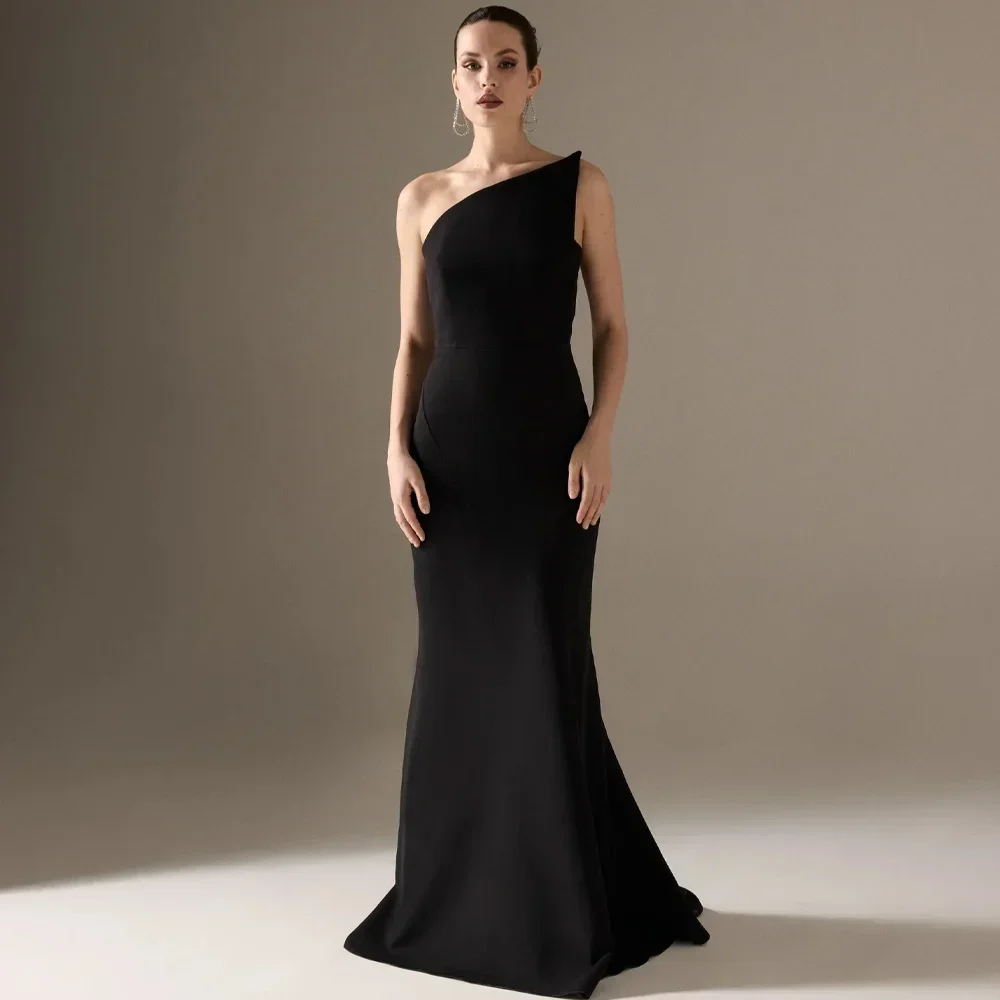 カスタマイズされたノースリーブクレープガウン A ラインイブニングドレスサウジアラブウエディングドレスフォーマル絶妙な高品質パーティードレス女性のための