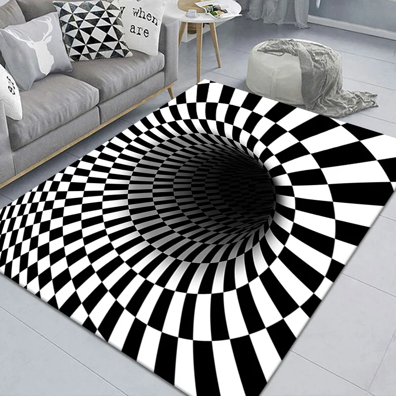 Clown trap visual carpet living room bedroom coffee table mat 3D geometric three-dimensional illusion floor mat