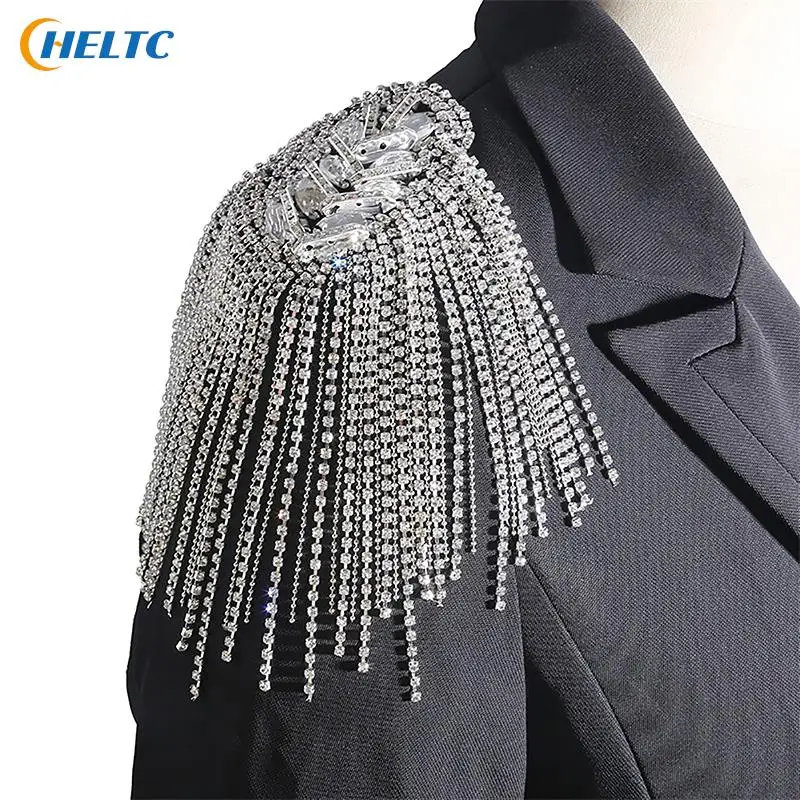 1PCS Fashion Handmade Shoulder Jewelry Tassel Rhinestones Epaulettes Clothing Accessories Brooch Epaulet Shoulder Brooches Gift