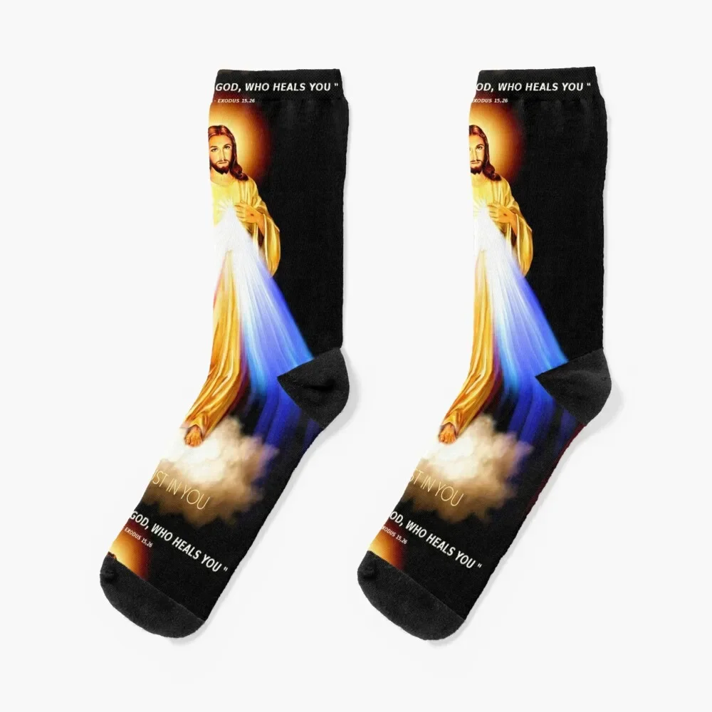 Divine Mercy Lord Jesus I trust in you Socks Sports Climbing hiking Luxury Woman Socks Men's