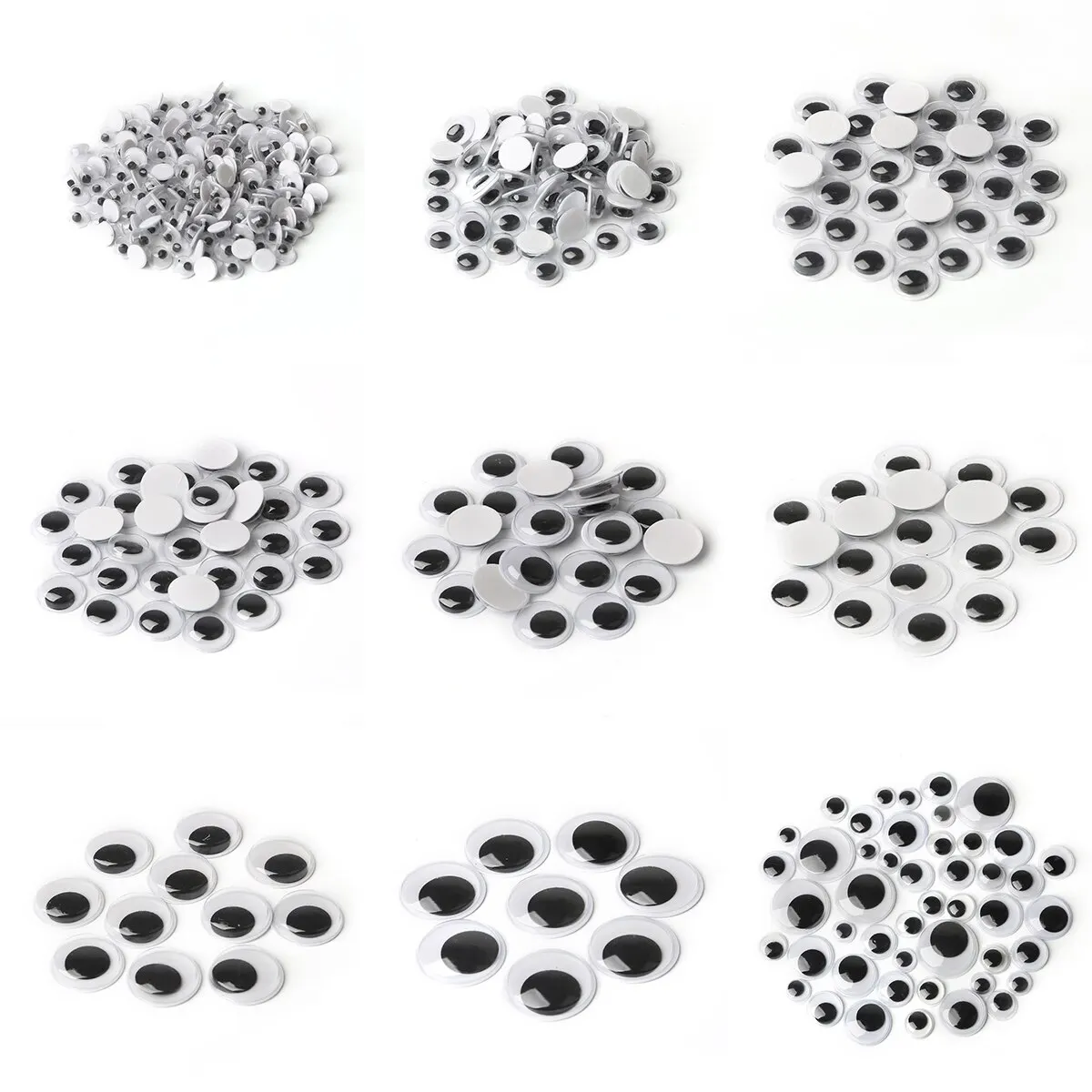 100PcsDIY Ruchome oczy symulowane zwierzęce oczy czarno-białe kolorowe samoprzylepne oczy lalek