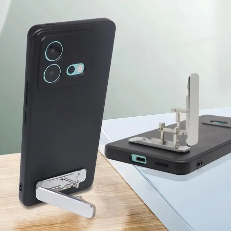 1/3Pcs Mini Invisible Foldable Mobile Phone Stand Aluminum Alloy Desktop Mount Material Holder Adjustable Angle For Cellphone. - view 5