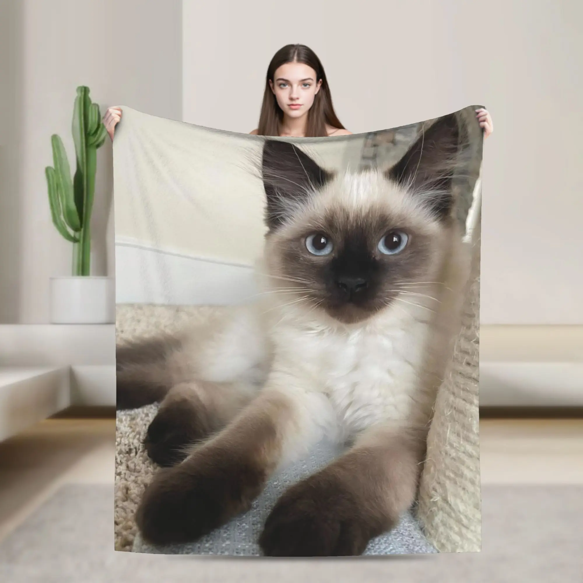 

Cute Cat Blanket Soft Warm Pattern Plush Throw Blanket For Children Couch Chair Sofa Bed Flannel Bedspread Bed Cover