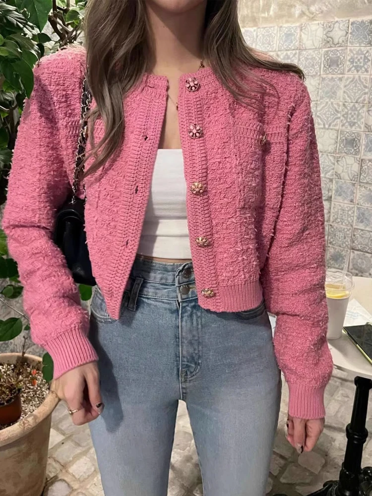 

Faionable Knitted Sweater ort Sle Long Sve round Ne Single Button Design Autumn Winter Chic Sle Women's Top