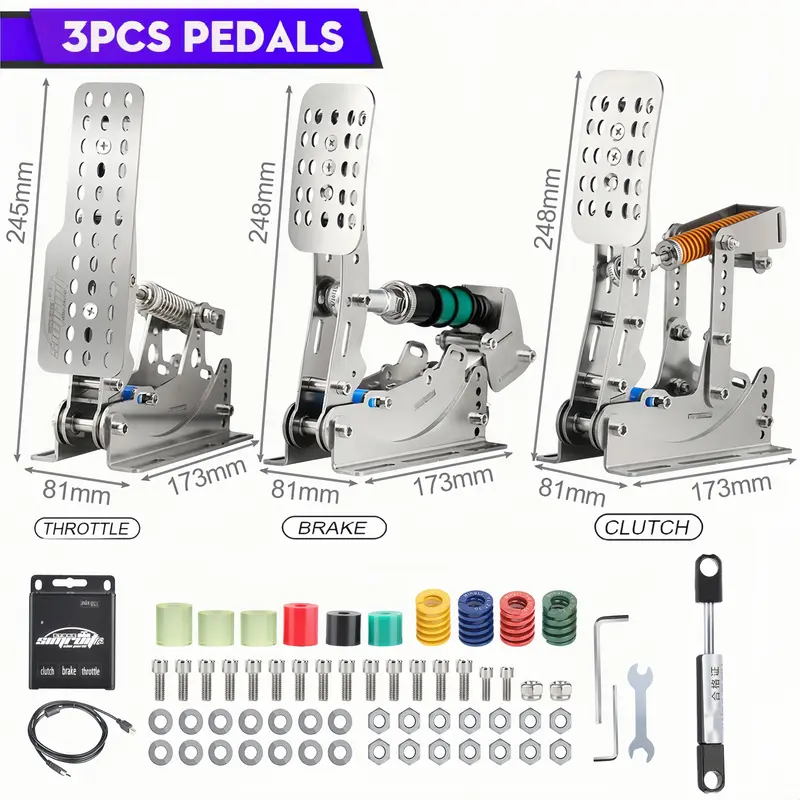 SimRuito Sim Racing LoadCell Pedals 3mm stainless steel Racing Simulator Cockpit Pedals For Pc Game Gear pedal for wheel - Image 10