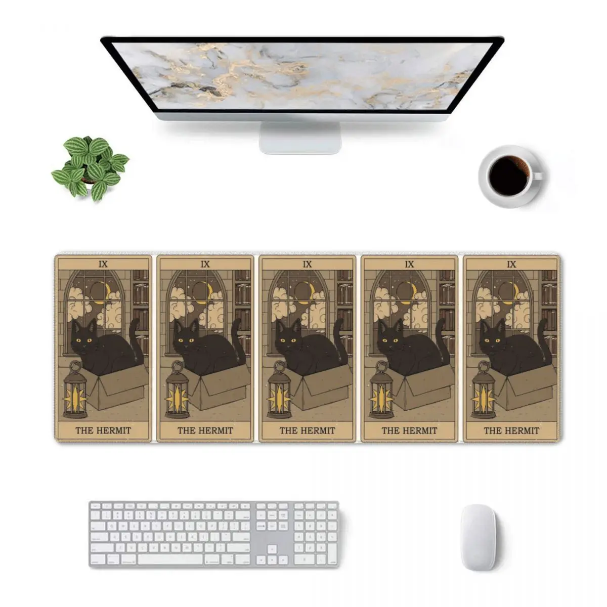 Large Mouse Pad The Hermit - Cats Tarot Gamer PC Laptop Mats Keyboard Carpet Computer Gaming Office Accessories Desk Mat