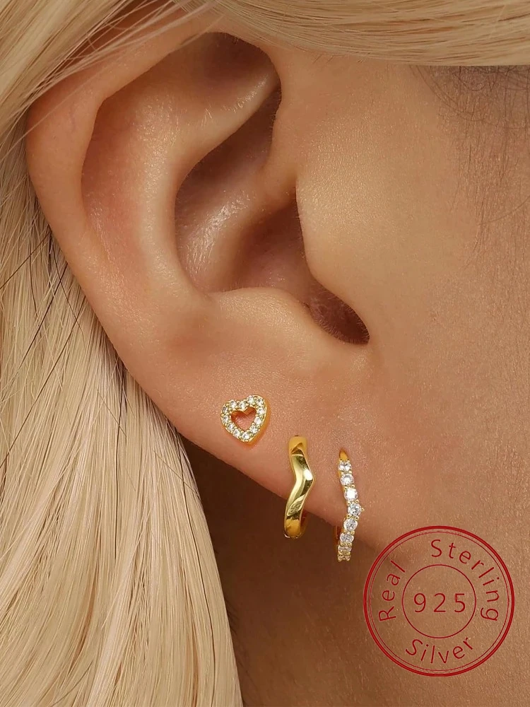 

925 Sterling Silver Sparkling Heart Zircon Earring Set For Women Engagement Wedding Luxury Fashion High Quality Fine Jewelry