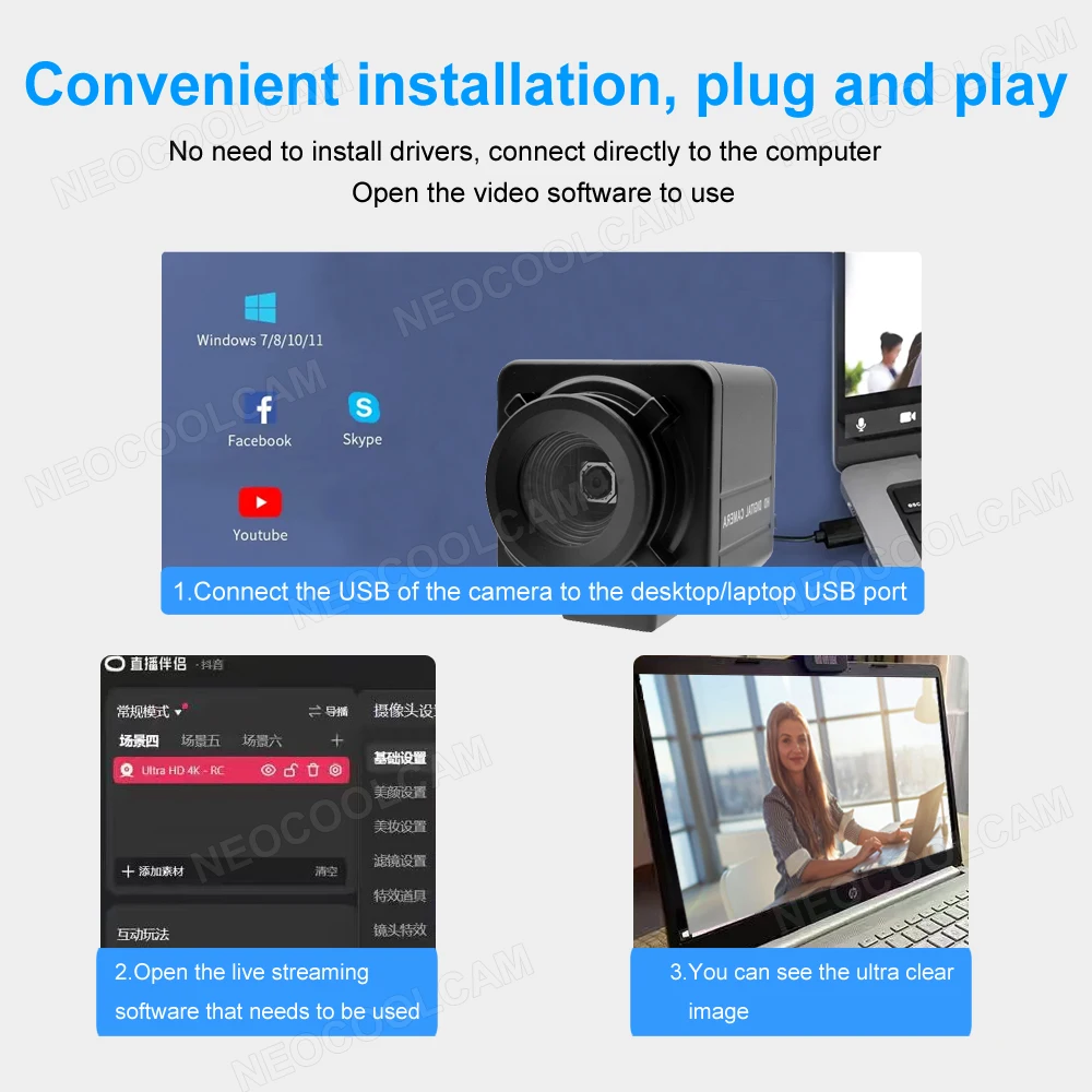 كاميرا ويب صناعية USB 12MP IMX362 / 4K IMX179 ضبط تلقائي للصورة كاميرا USB معدنية صغيرة لا تشويه لاجتماع تعليم الفيديو المباشر #6