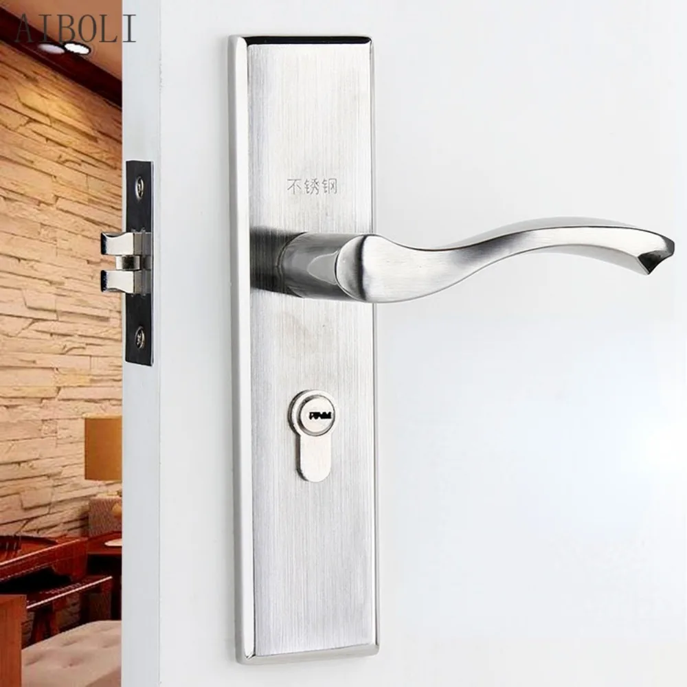 

Single Tongue Door Lock Simple Stainless Steel Handle Lock Wooden Door Bedroom Handle Lock Hotel Hotel Room Door Lock