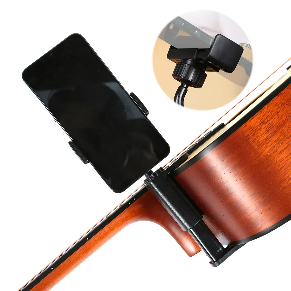 Guitar Phone Holder Hands-Free Adjustable Phone Support Multi-Purpose Guitar Stand Holder for Microphones Stand/Smartphones