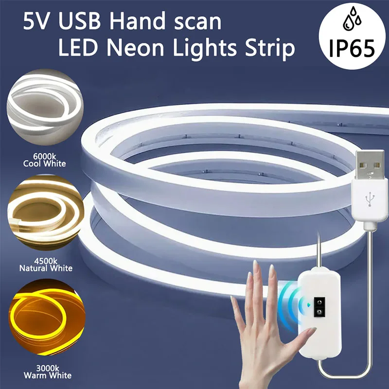 Pop Neon LED Strip Lights DIY Neon Sign Gesture Sensor 5V USB Dimmable Flexible Rope Lamp Tube IP65 Waterproof Room Backlight De