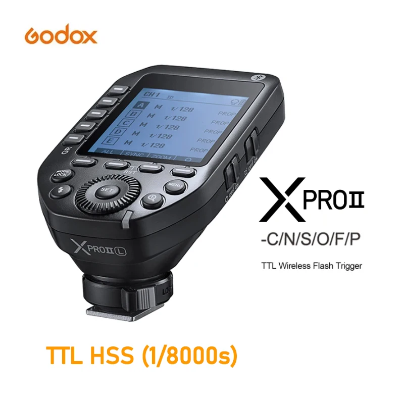 Godox XPro II TTL Wireless Flash Trigger 2.4G HSS Transmitter Bluetooth Large Screen for Canon Nikon Sony Fuji Olympus Pentax