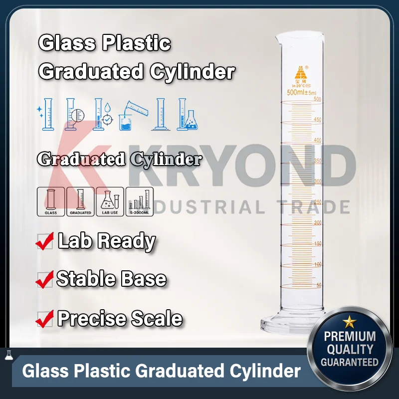 Glass Plastic Graduated Cylinder Class A With Stopper Options Accurate Scale Chemistry Lab Liquid Volume Measurement 5ml-500ml