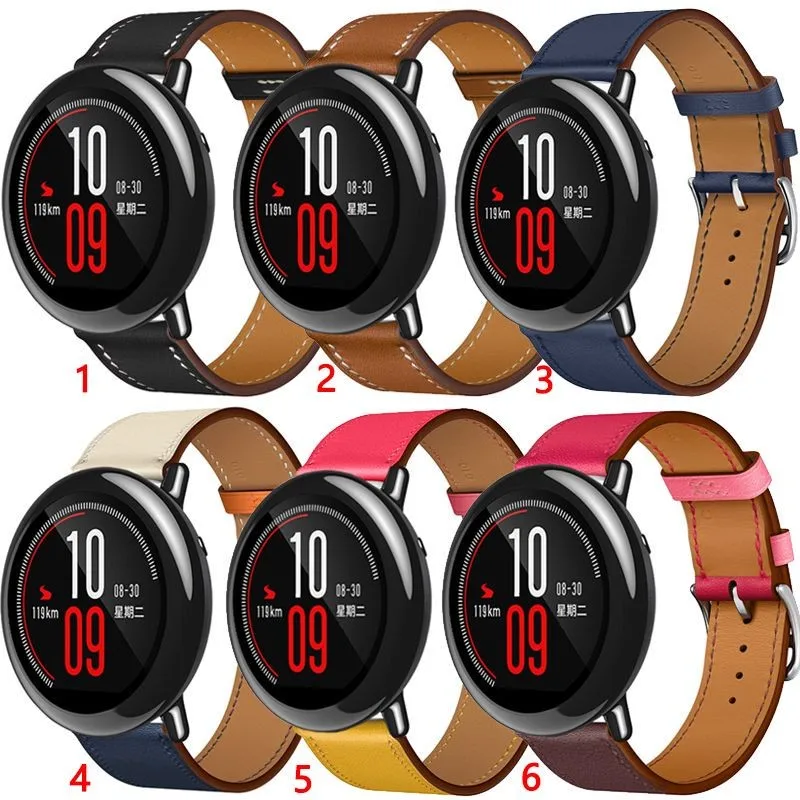 For Huami Amazfit PACE/Stratos 2 2S 3/GTR2/GTR 2e/GTR 3 4 PRO/GTR 47mm/Bip5 Unity/amazfit Balance 22mm Leather Band Strap