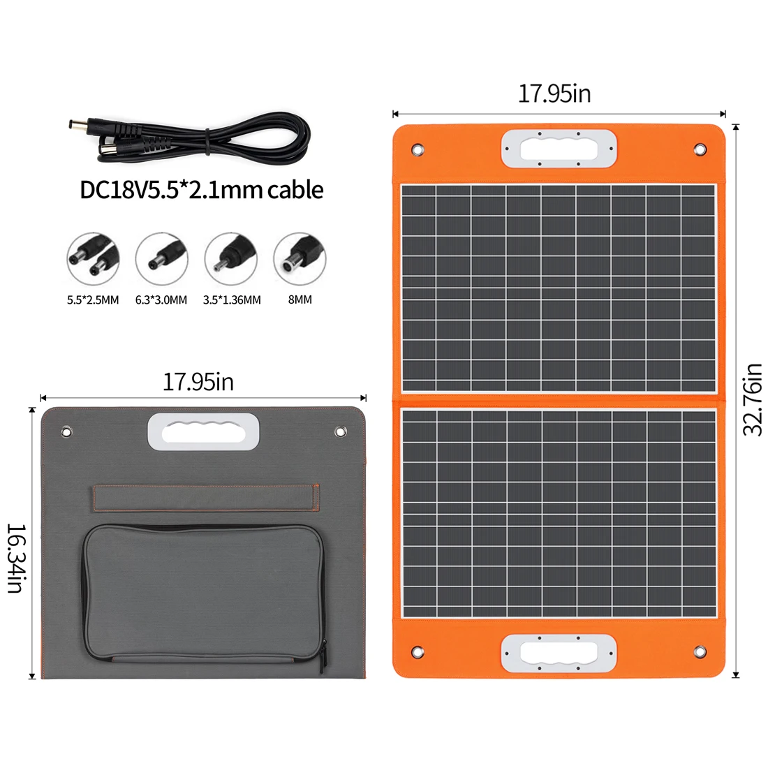 Flashfish-składany Panel słoneczny 60W 18V, przenośna ładowarka solarna z wyjściem DC USB-C QC3.0 do telefonów i tabletów, vanów, kamperów, podróży