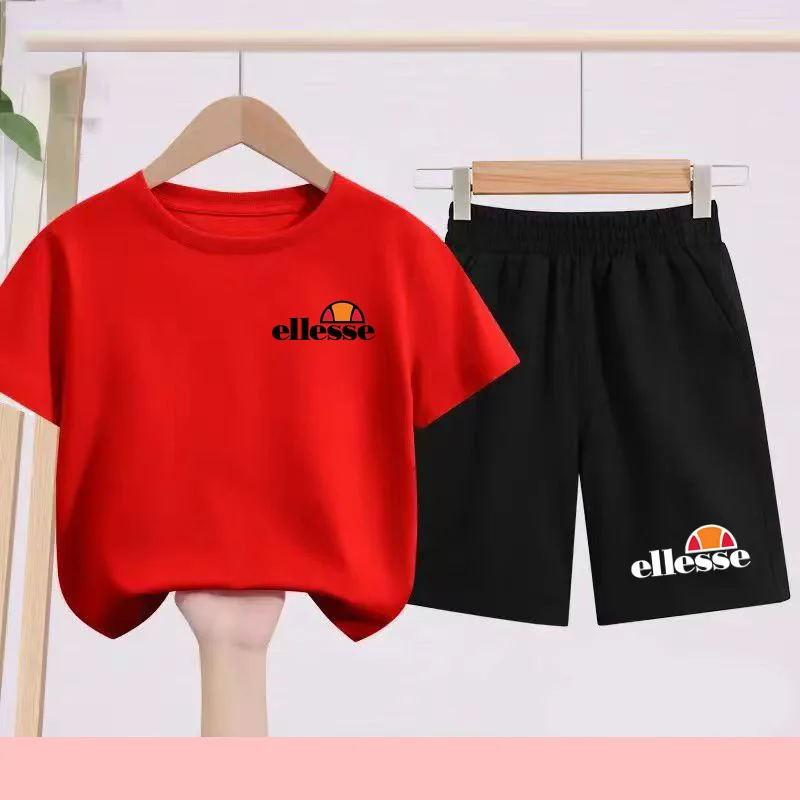 

Kids Hot-selling Letter T-shirt Cool Summer Sportswear Charming Short-Sleeved+Shorts Boy Girl 3-12Years Brand Casual Jogging Set