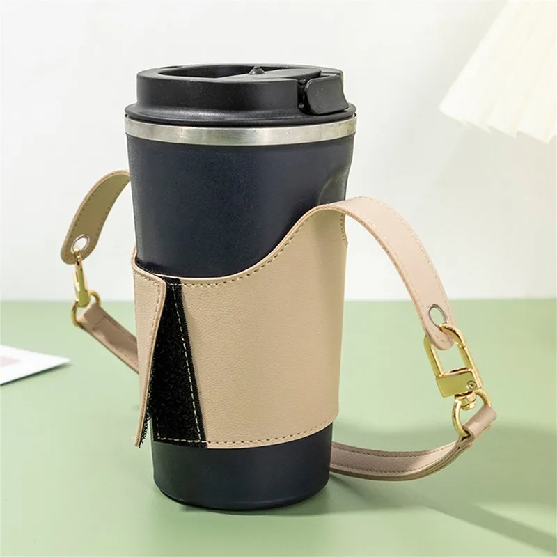 Pu Leather Water Cup Cover Lanyard Portable Water Cup Accessories Hot And Cold Insulation Fashion Quilt Cover