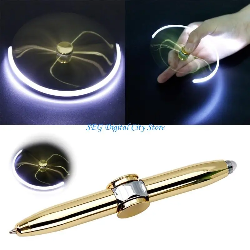 

U75b 2pcs Spinner Pen с светодиодным световым мышлением шариковой ручки подарочная ручка для ученика -учителя психического
