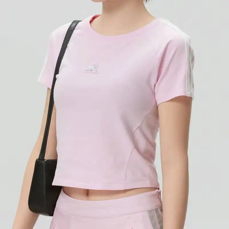 

new Adidas Women's Cropped T-Shirt 2026 Summer New Breathable Fashion Short Sleeve for Fitness Training RunningKS0277