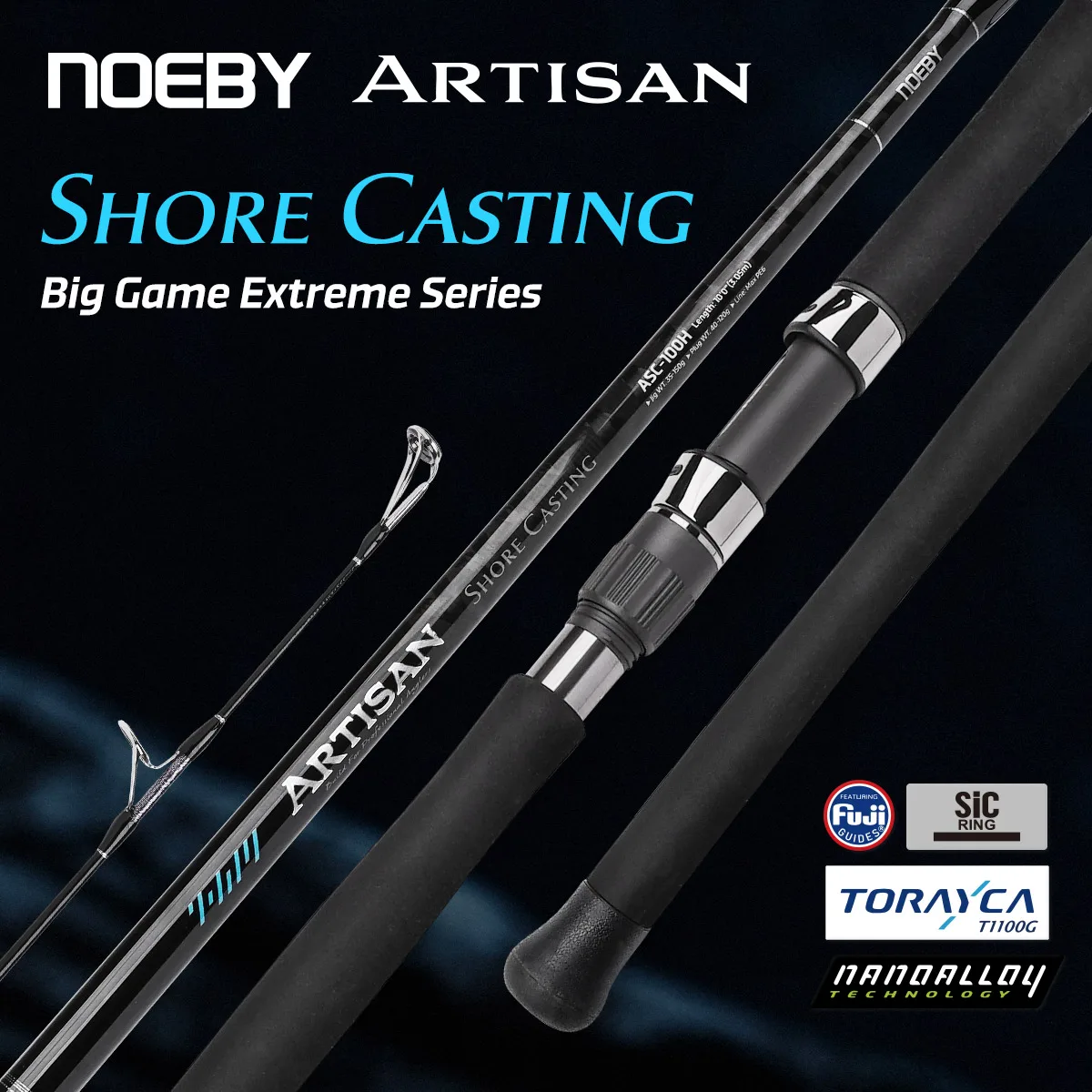 

NOEBY Artisan Shore Casting Fishing Rod 2.87m 3.05m Max Drag 22kg Fuji Part 2 Section H XH XH+ for Big Fish GT Tuna Fishing Rod