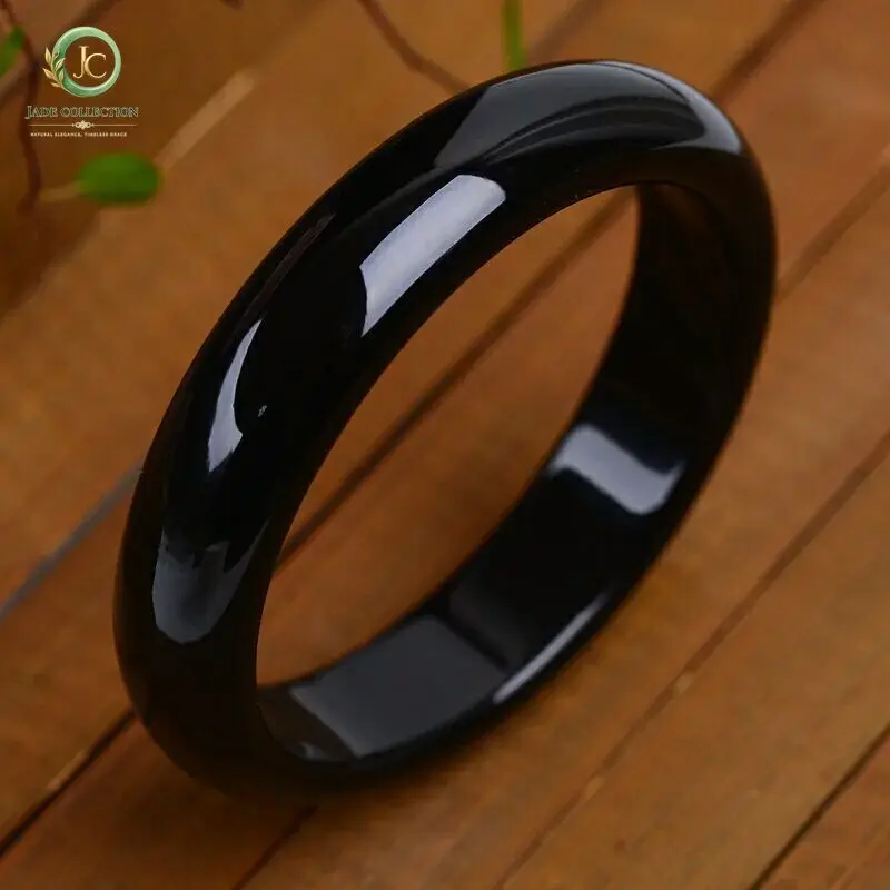 Genuine Natural Obsidian Black Jade Bangle Bracelet Men Women Real Jades Stone Fine Jewelry Bangles Gifts For Ladies